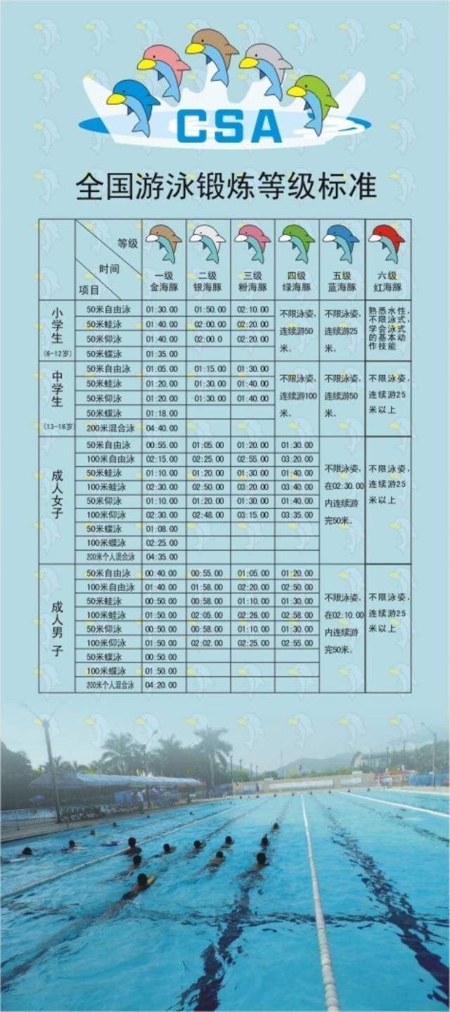 全国游泳锻炼等级标准(2021年游泳等级标准)